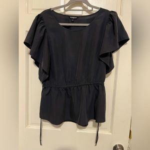 Express Women’s Short Sleeve Tie String Dark Gray Blouse in a size L.